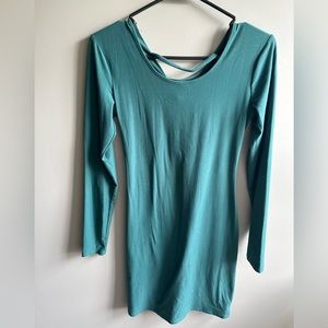 Derek Heart light green, long sleeve, tie up back party mini dress